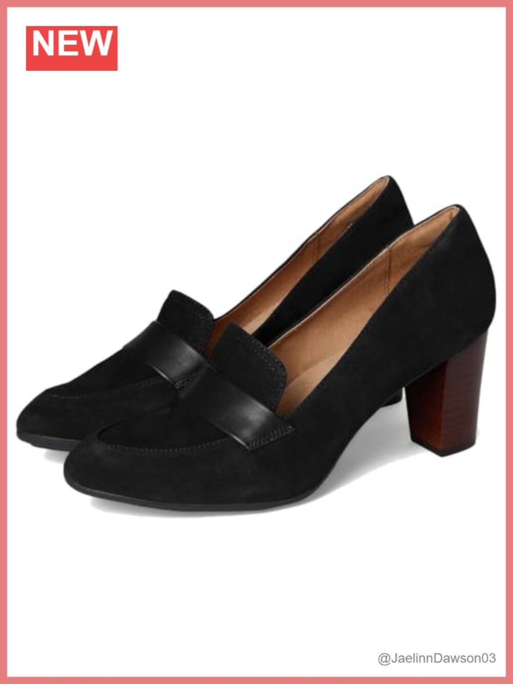 Women's Chunky Kitten Heel Loafers Pumps Slip On Faux Leather Comfort Office